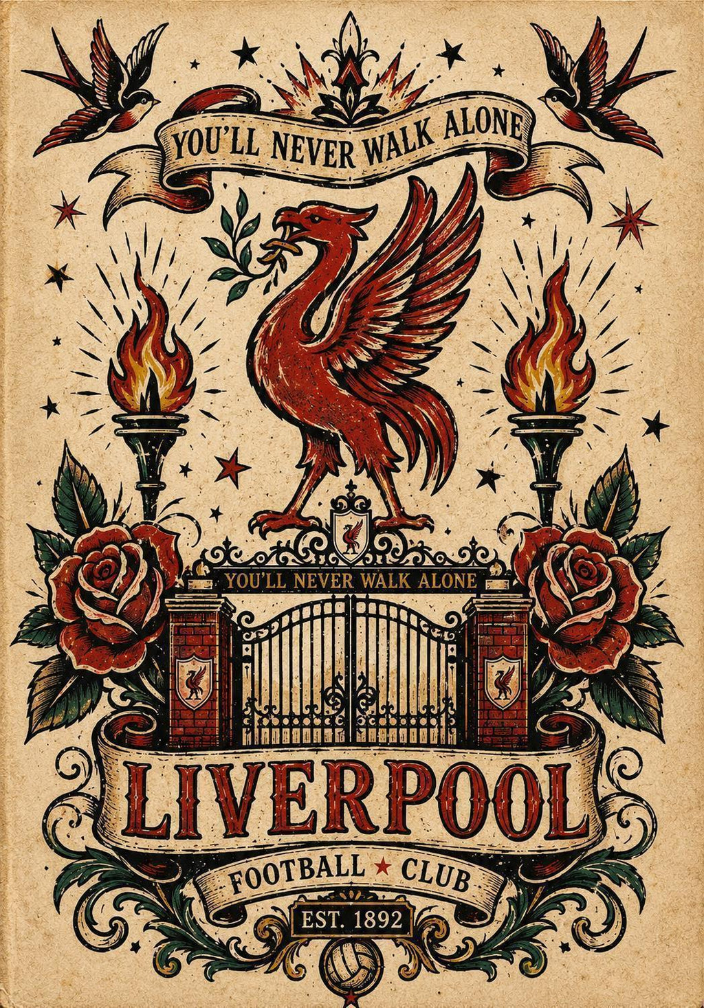 Liverpool FC Inspired Vintage Art Poster Print Wall Art | Football Fan | A3/A4/A5 Poster Option | 132A