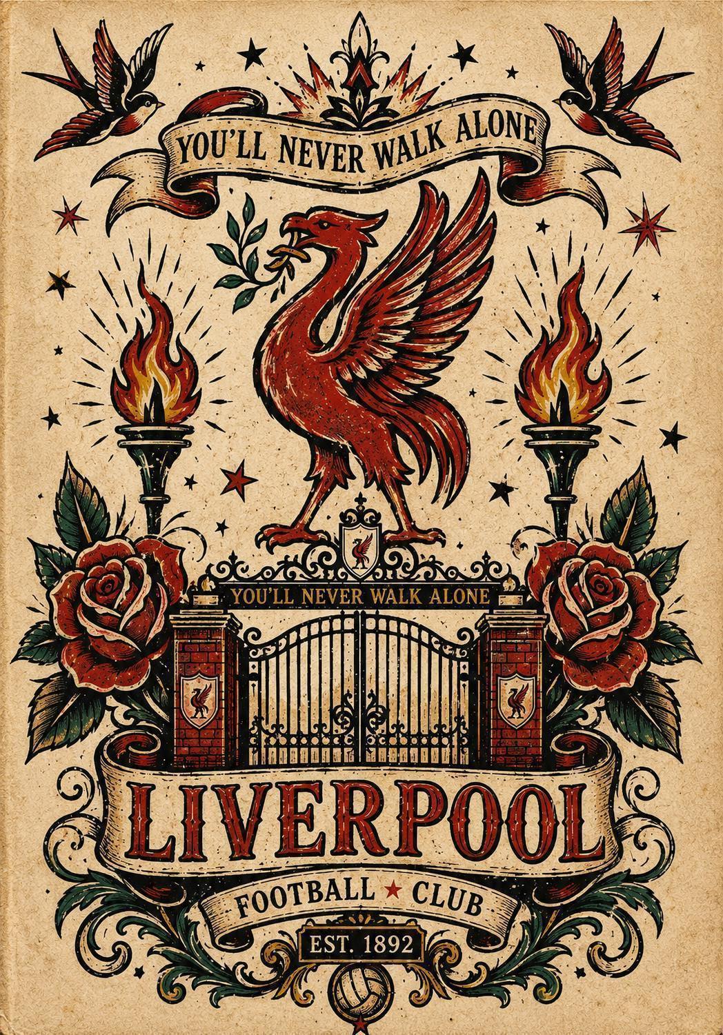 Liverpool FC Inspired Vintage Art Poster Print Wall Art | Football Fan | A3/A4/A5 Poster Option | 132A