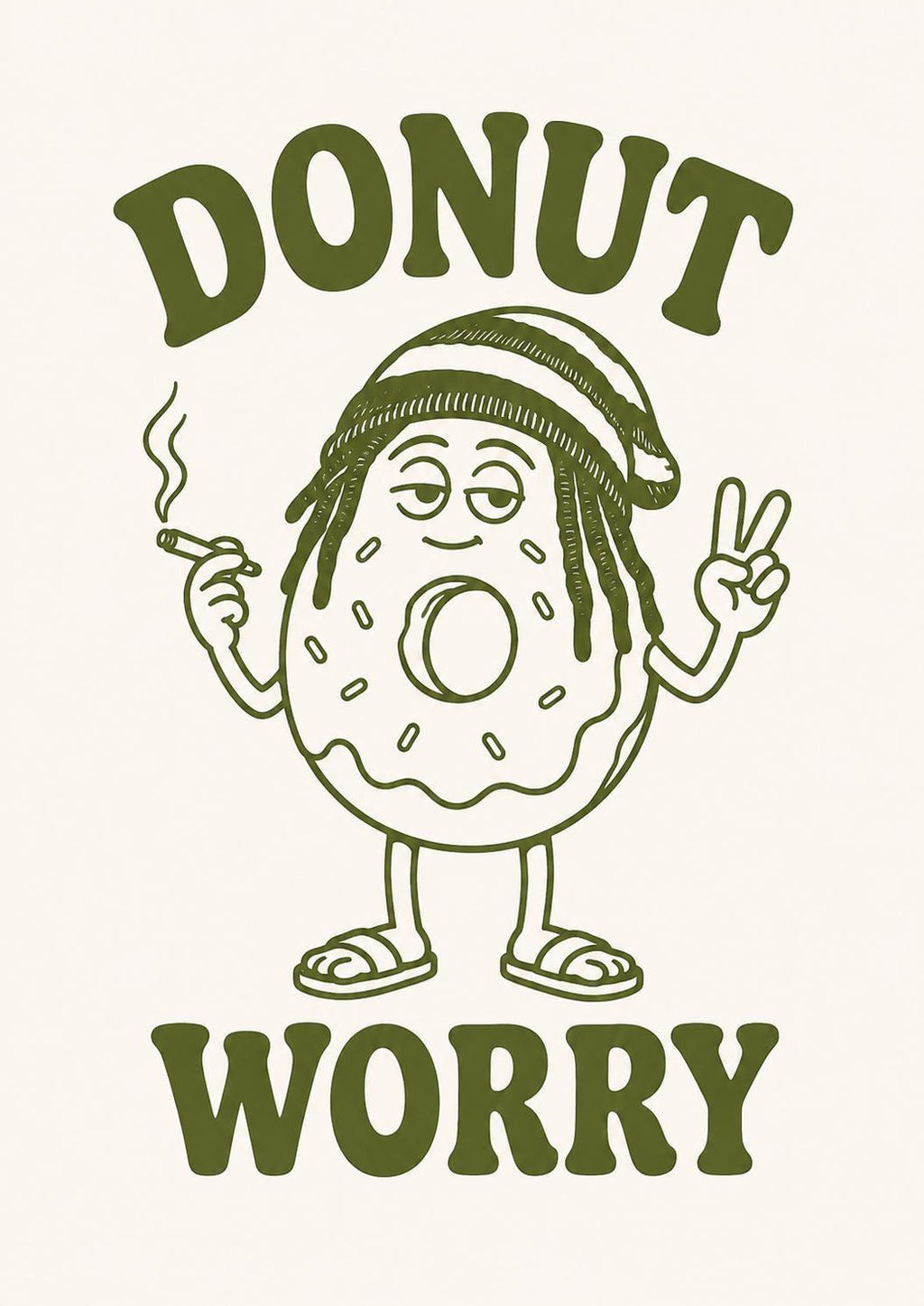 Donut Worry Wall Art Print, Funny Donut Poster, Foodie Kitchen Decor, Doughnut Lover Gift, Humorous Food Art, Bakery Wall Print | 037
