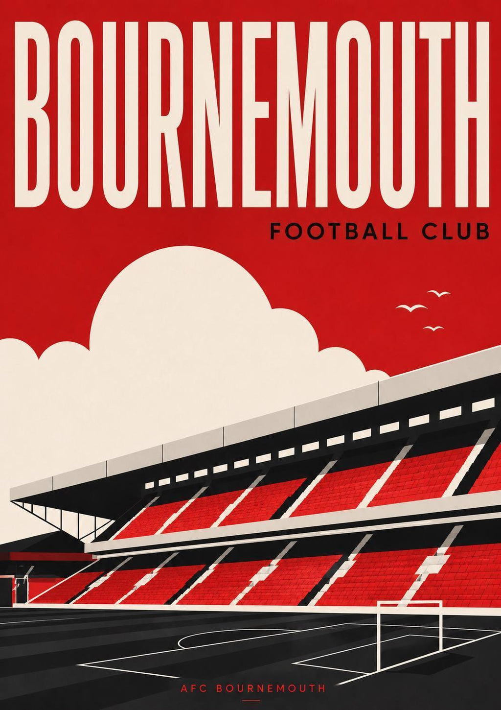 AFC Bournemouth Wall Art Print, Vitality Stadium Poster, Bournemouth FC Artwork, Cherries Fan Gift, Football Club Decor | 032