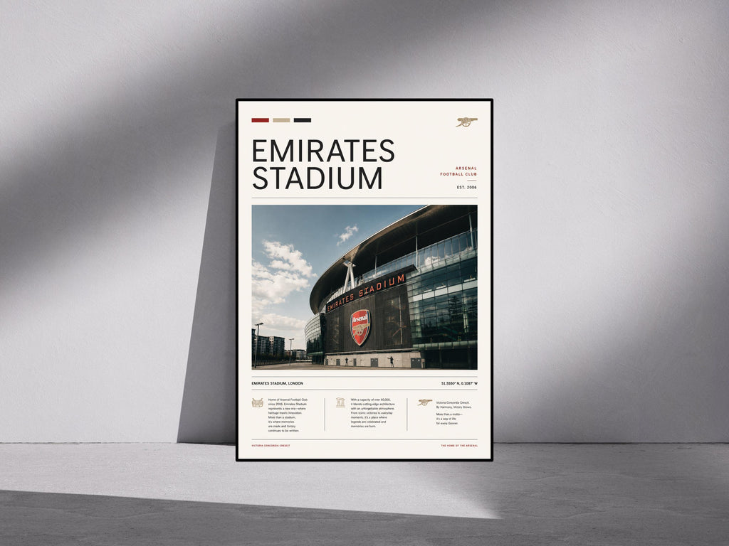 Artwork Inspired by Arsenal FC | Emirates Football Stadium Wall Art | Modern Sports Poster | A3/A4/A5 Decor Print | 013