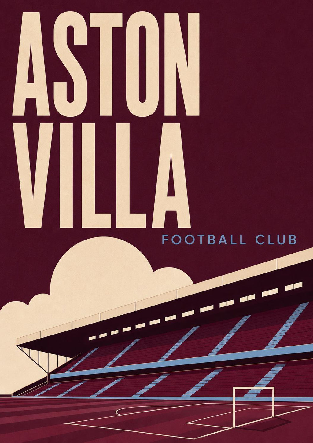Aston Villa Wall Art Print, Villa Park Stadium Poster, Aston Villa FC Artwork, AVFC Fan Gift, Claret and Blue Decor, Football Print | 028