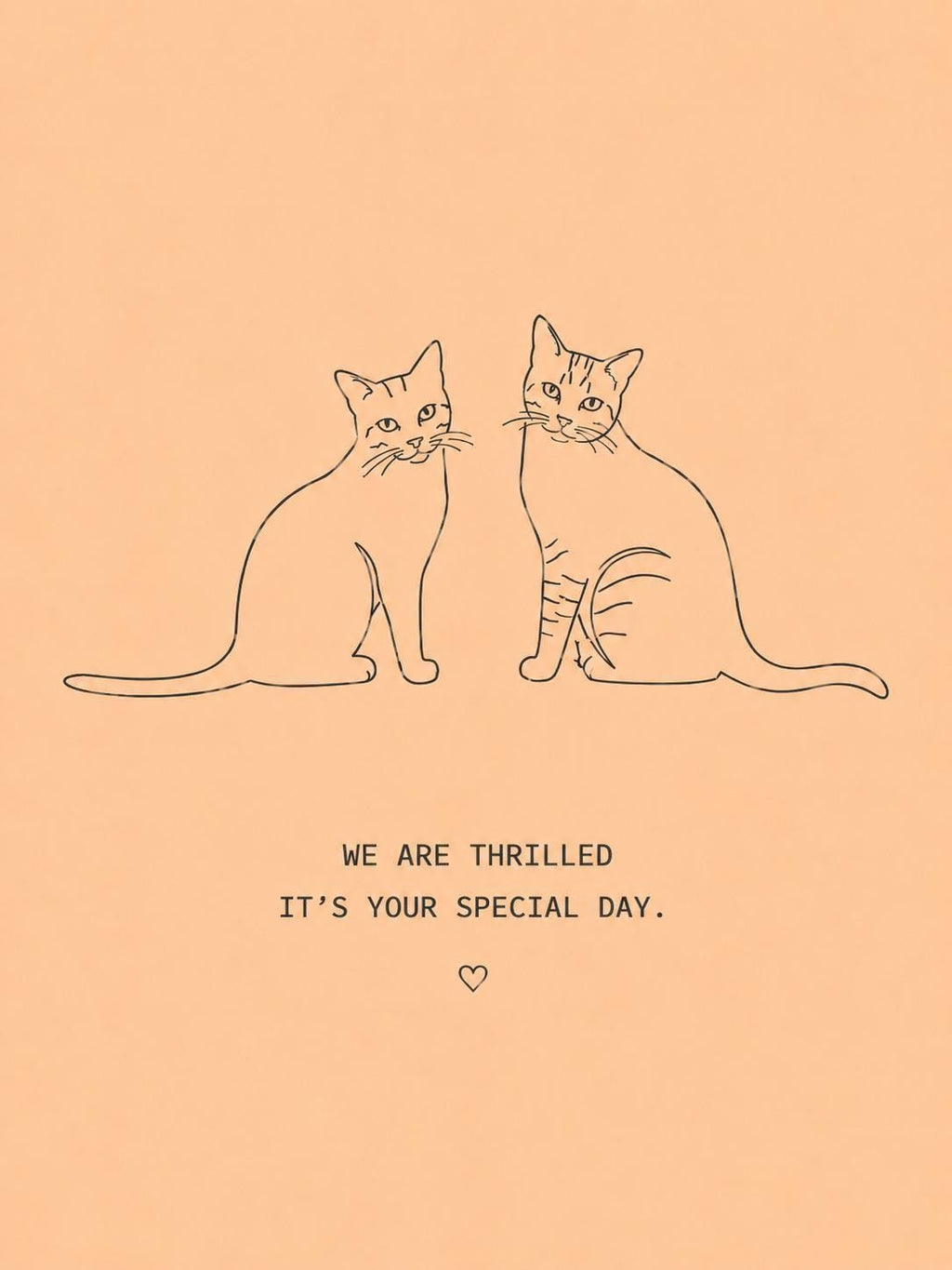 Cute Cat Birthday Card for Her, Aesthetic Pet Lover Card, Modern Typography Card, 5 Colour Options | 138