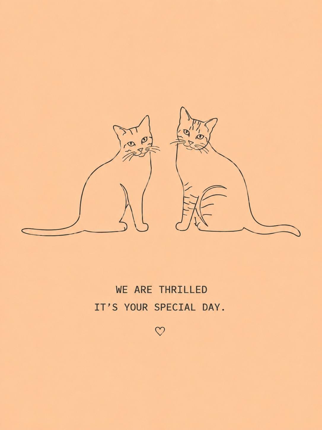 Cute Cat Birthday Card for Her, Aesthetic Pet Lover Card, Modern Typography Card, 5 Colour Options | 138