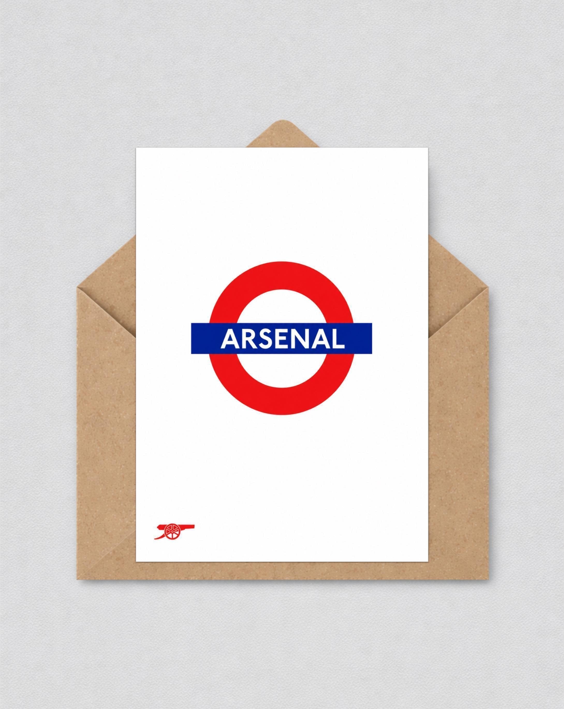 Arsenal Inspired London Underground Card, Football Wall Art, Neutral Minimalist Decor, Greeting Card | 151