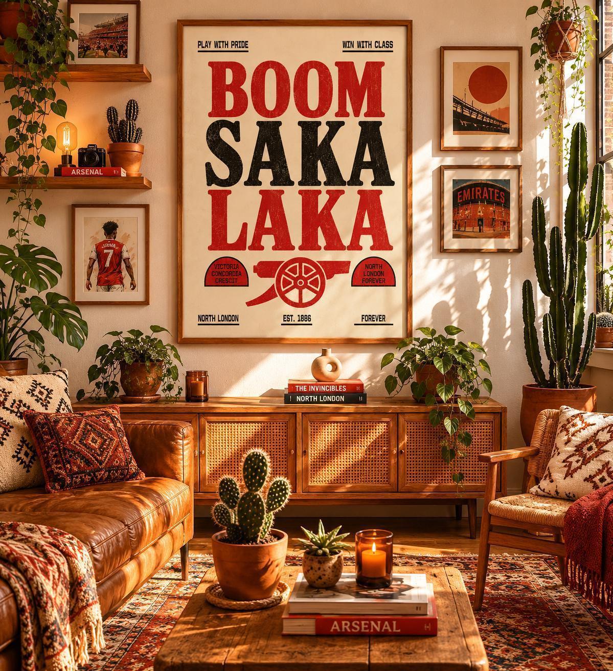 Boom Saka Laka Arsenal Print, Bukayo Saka Wall Art, Arsenal Poster, Football Fan Decor, North London Forever Artwork, Arsenal | 144A