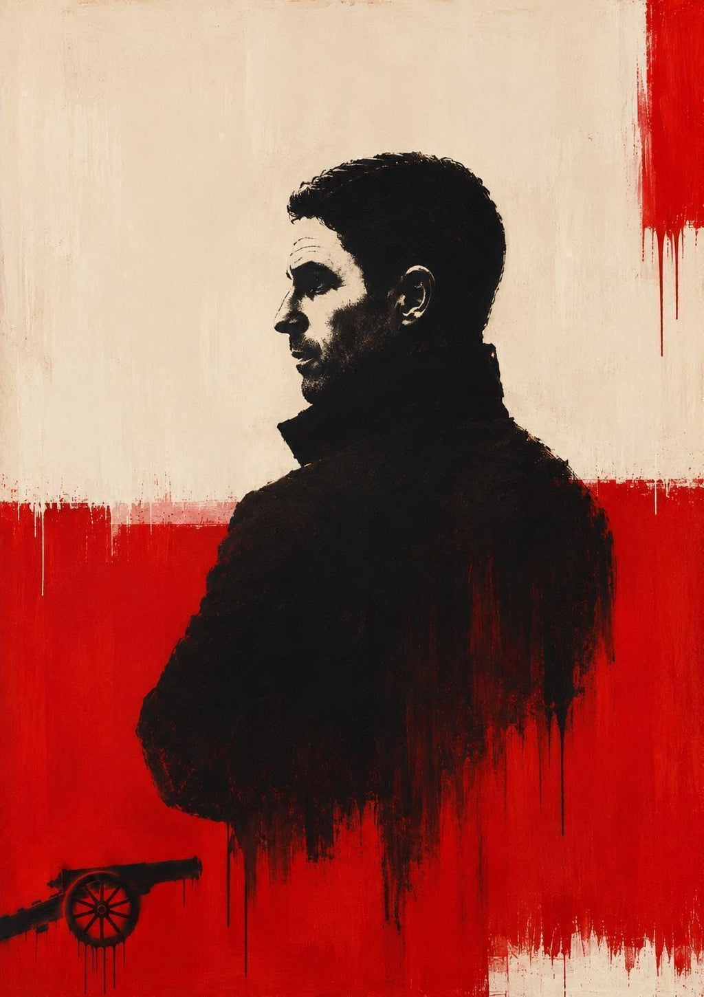 Mikel Arteta Inspired Wall Print, Arsenal Fan Gift, Football Art Print, Minimalist Red Black Poster, Wall Decor | 141A