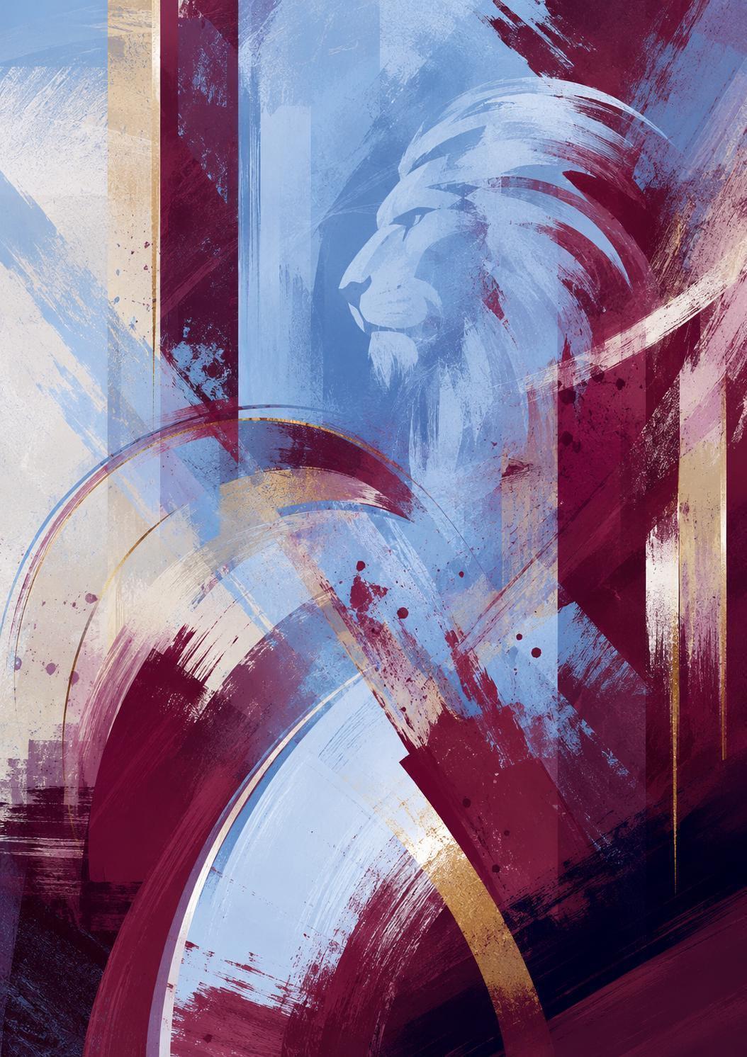 Aston Villa Abstract Lion Print, Claret and Blue Football Wall Art, Villa Fan Gift, Modern A3/A4/A5 Poster Decor | 021