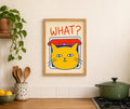 What? Cat Flap Wall Art Print, Funny Cat Poster, Humorous Pet Decor, Curious Cat Illustration, Cat Lover Gift, Quirky Animal Artwork | 055