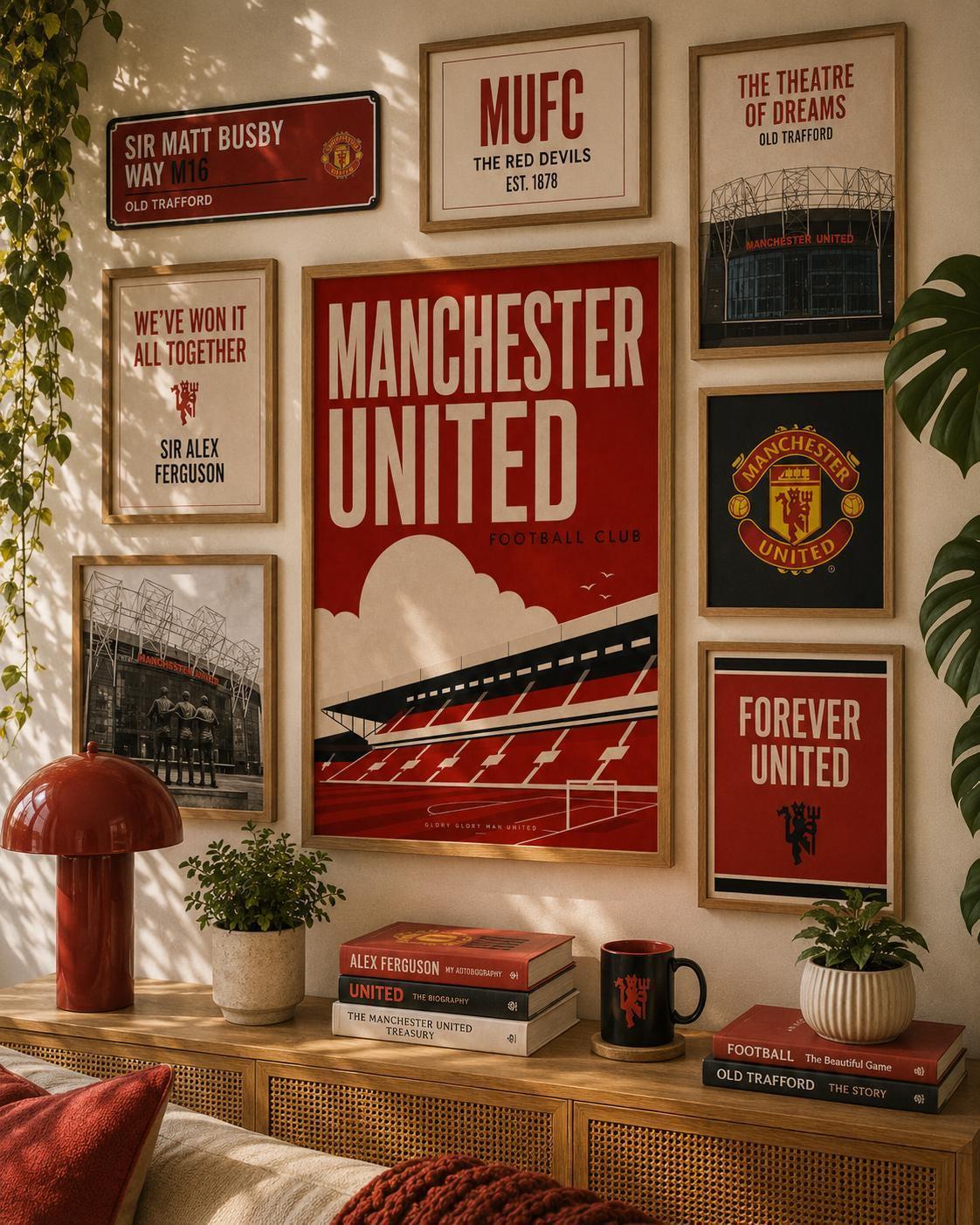 Manchester United Wall Art Print, Old Trafford Stadium Poster, Man United Artwork, Red Devils Fan Gift, Football Club Decor | 031