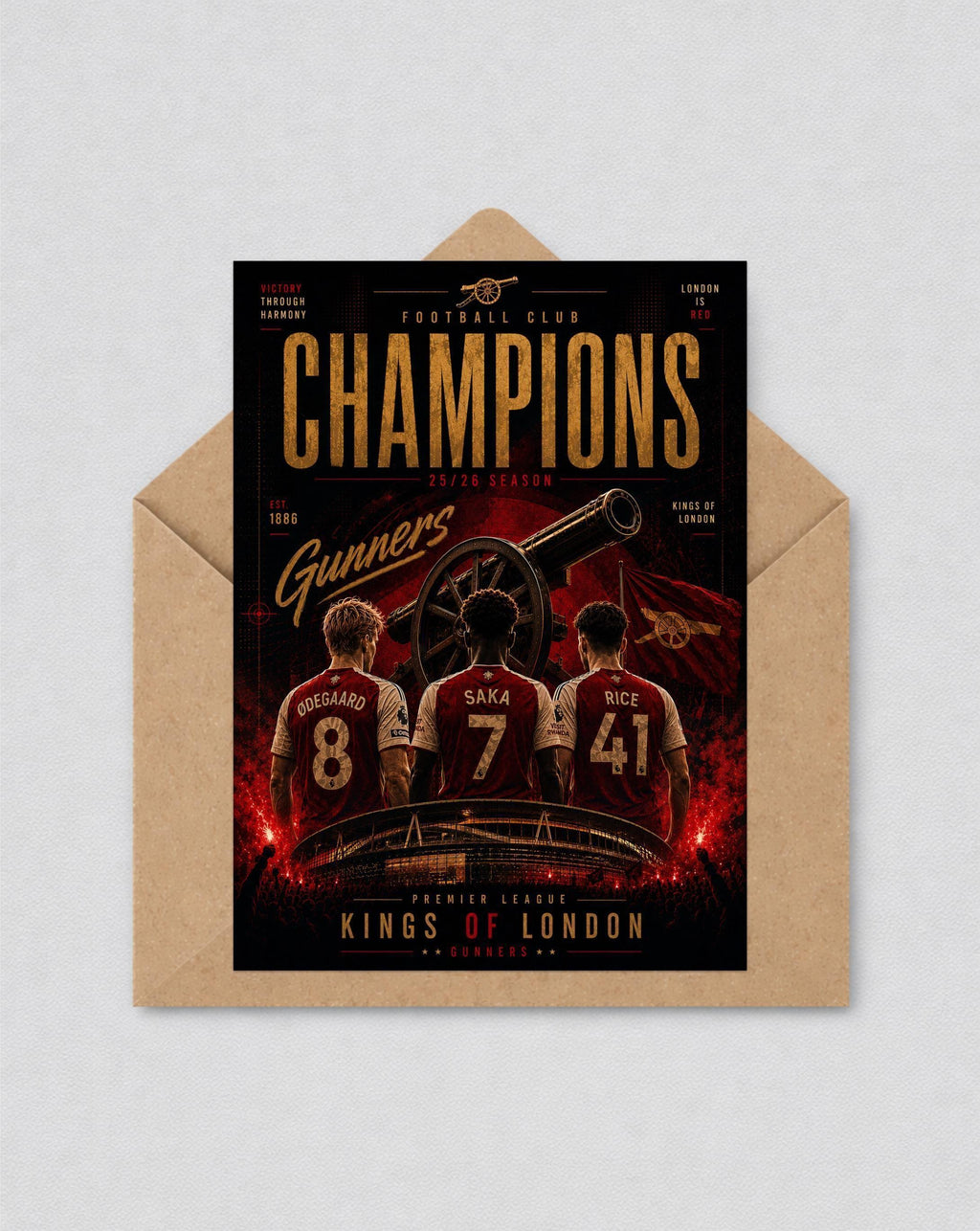 AFC Inspired Prem Champions 25/26 Greetings Card | Arsenal Fan Gift | Birthday Card | 140
