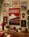 AFC Bournemouth Wall Art Print, Vitality Stadium Poster, Bournemouth FC Artwork, Cherries Fan Gift, Football Club Decor | 032