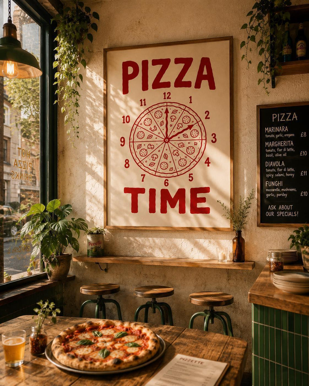 Pizza Time Wall Art Print, Funny Pizza Lover Poster, Kitchen Decor, Foodie Wall Art, Cafe Print, Pizzeria Decor, Restaurant Art | 054