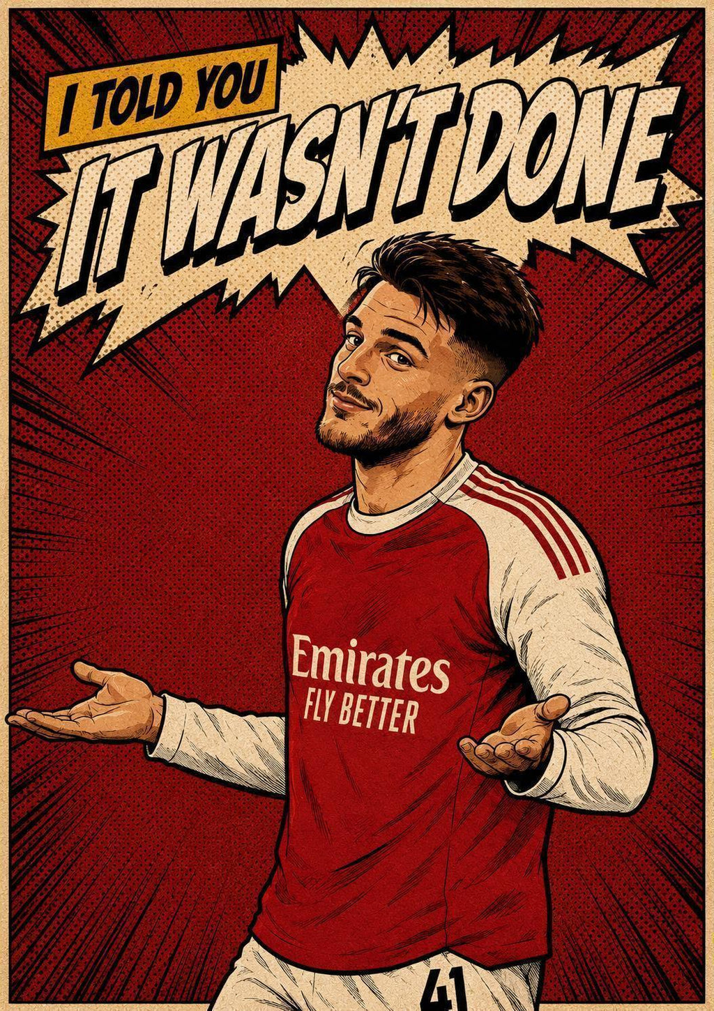 Declan Rice Arsenal Champions Greetings Card | I Told You It Wasn't Done Poster | Arsenal Art | Premier League Champions | 173