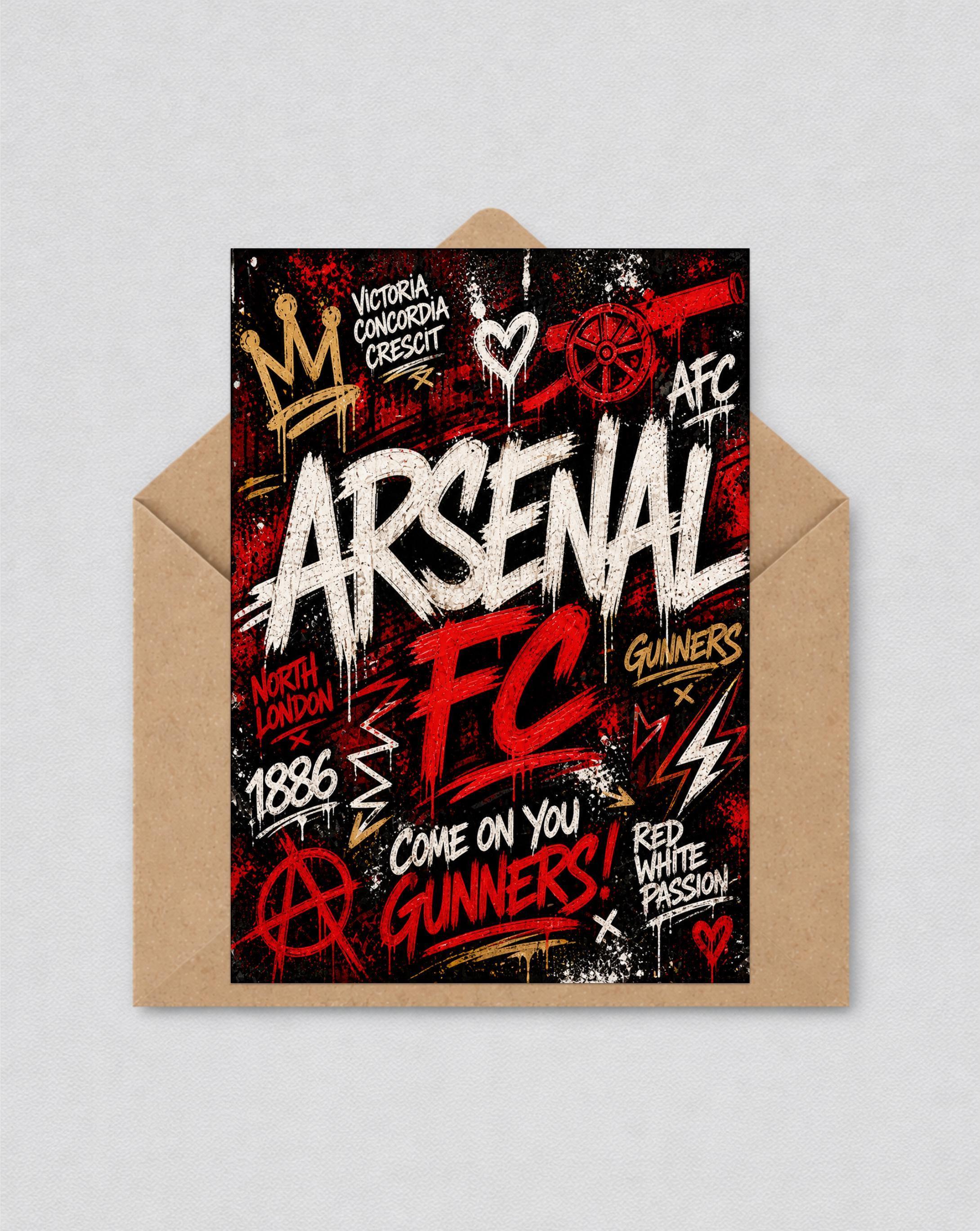 Arsenal Inspired Graffiti Artwork | Greetings Card | Arsenal Fan Gift | Birthday Card | 074