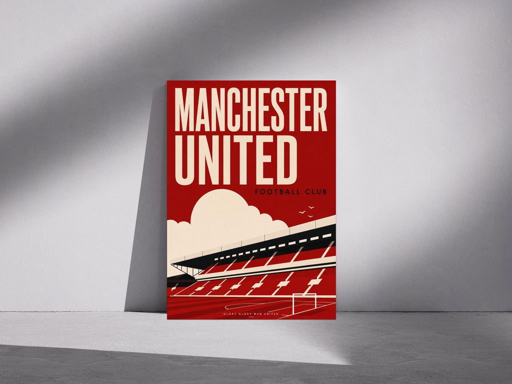 Manchester United Wall Art Print, Old Trafford Stadium Poster, Man United Artwork, Red Devils Fan Gift, Football Club Decor | 031