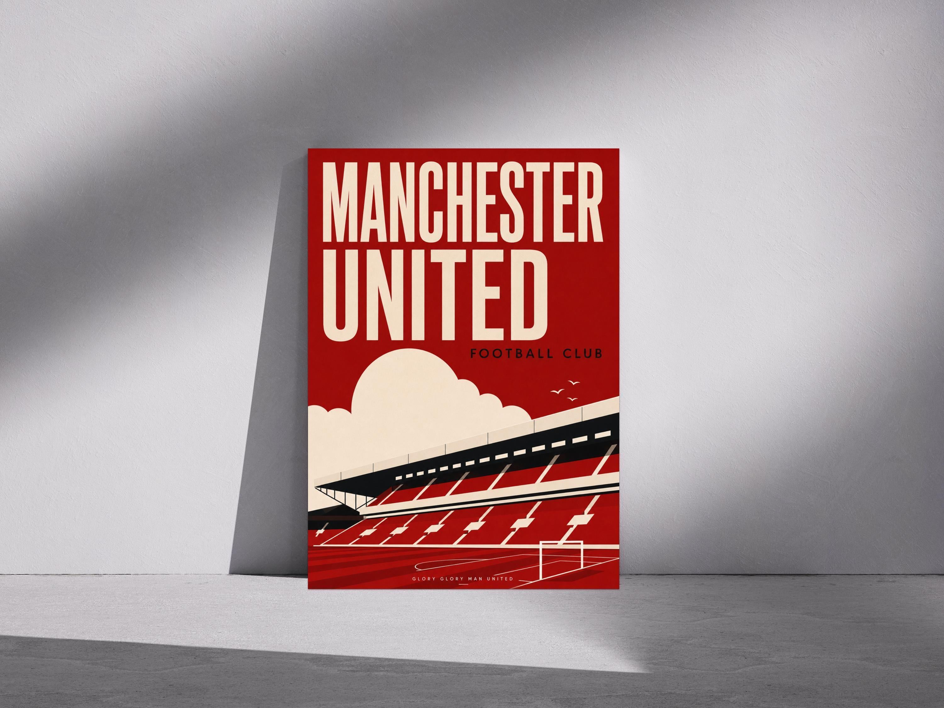 Manchester United Wall Art Print, Old Trafford Stadium Poster, Man United Artwork, Red Devils Fan Gift, Football Club Decor | 031