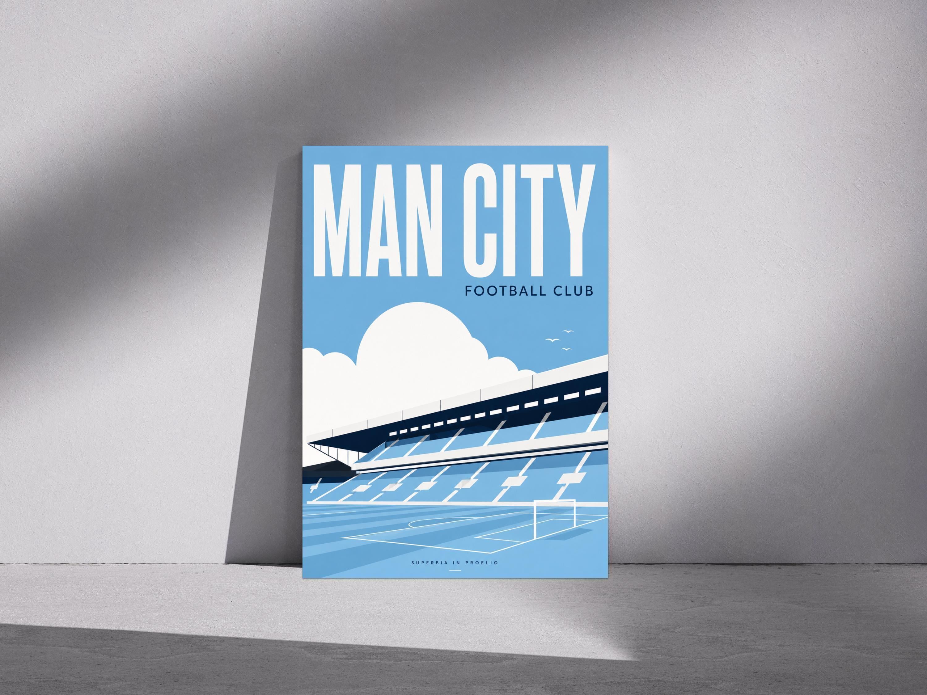 Manchester City Wall Art Print, Etihad Stadium Poster, Manchester City FC Artwork, City Fan Gift, Sky Blue Decor, Modern Stadium Print | 030