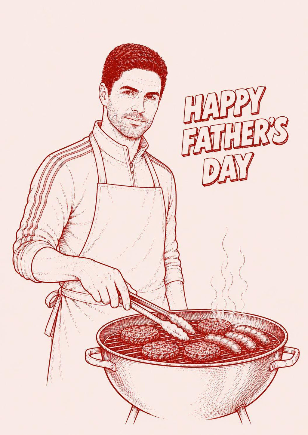 Mikel Arteta BBQ Father's Day Card | Arsenal Fan Gift for Dad | Gunners Supporter Greeting Card | 193