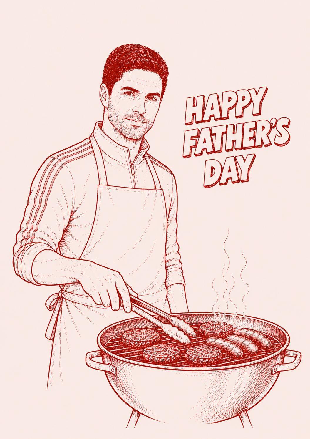 Mikel Arteta BBQ Father's Day Card | Arsenal Fan Gift for Dad | Gunners Supporter Greeting Card | 193