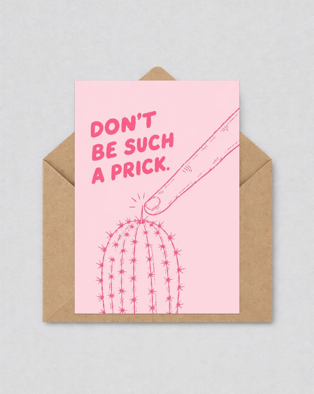 Funny Cactus Greeting Card, Don't Be Such A Prick, Hand Drawn Line Art Poster, Sarcastic Friendship Gift, Pink Wall Art | 159