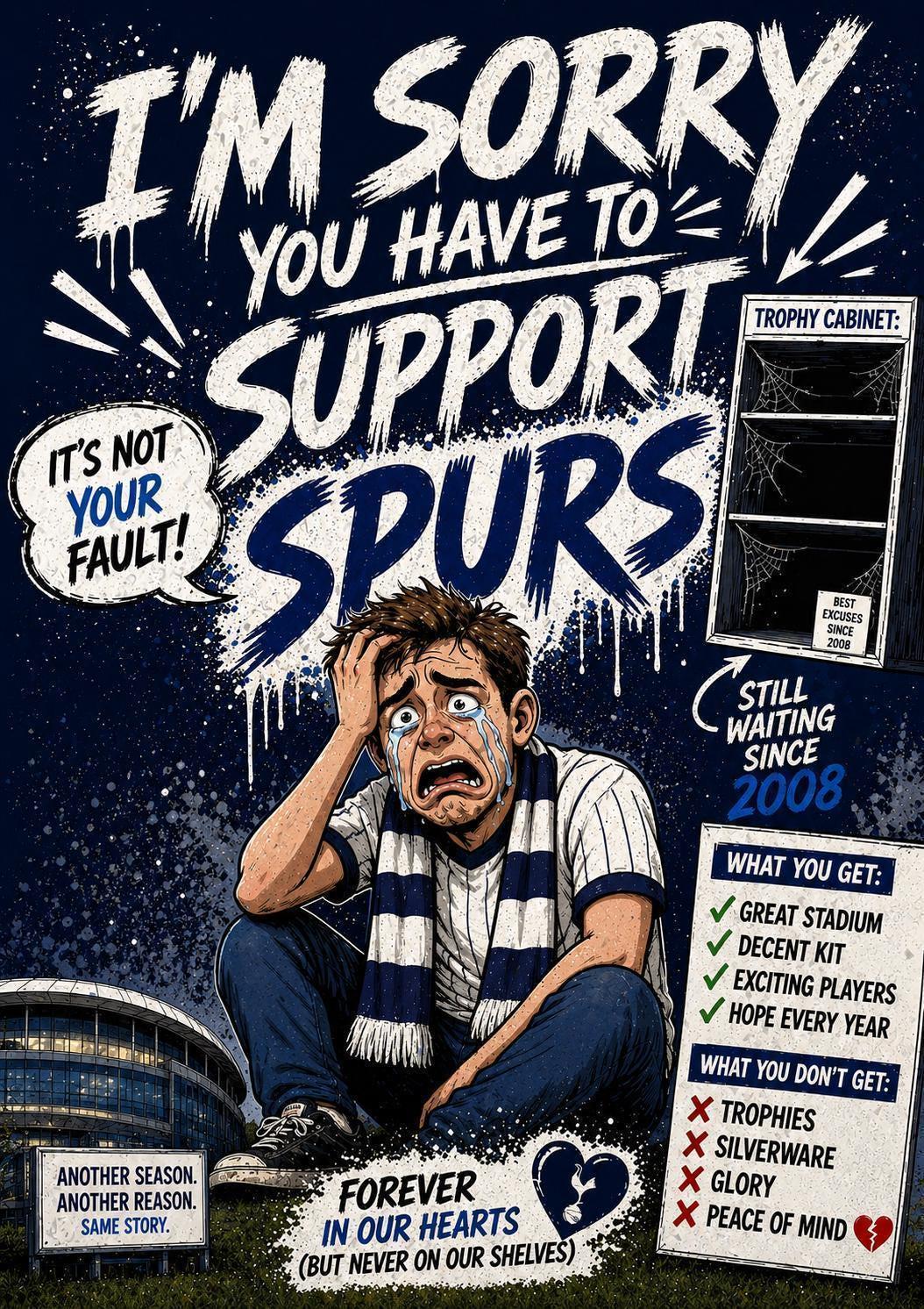 Funny Spurs Inspired 'Sorry You Support Spurs' Inspired Birthday or Greetings Card | Tottenham Hotspur Fan | 155