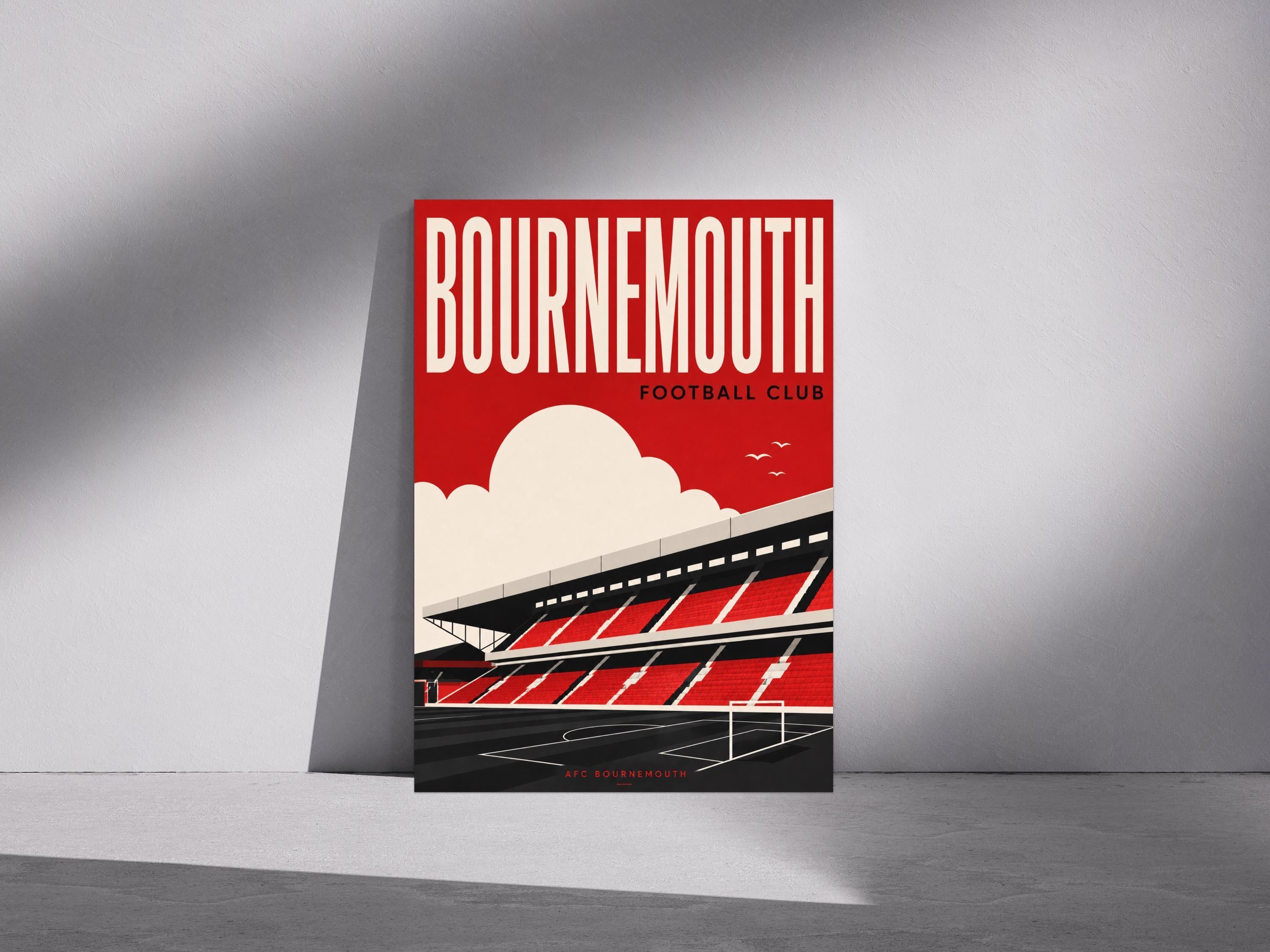 AFC Bournemouth Wall Art Print, Vitality Stadium Poster, Bournemouth FC Artwork, Cherries Fan Gift, Football Club Decor | 032