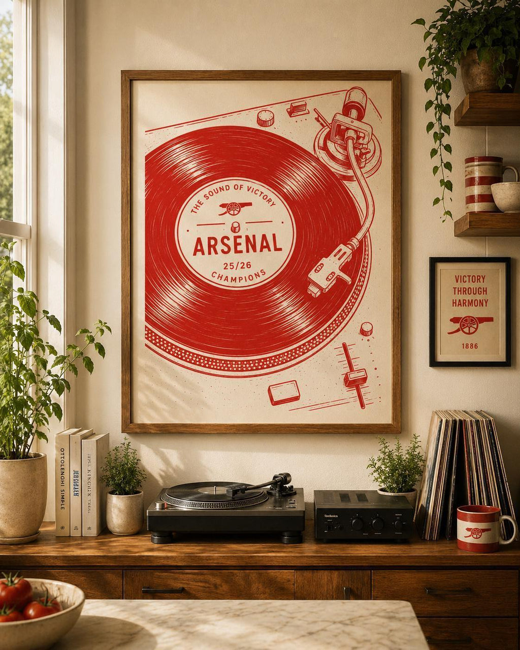 Arsenal Vinyl Record Print, Arsenal Fan Wall Art, Champions Poster, Turntable Artwork, Arsenal Supporter Gift, Record Player Decor | 046