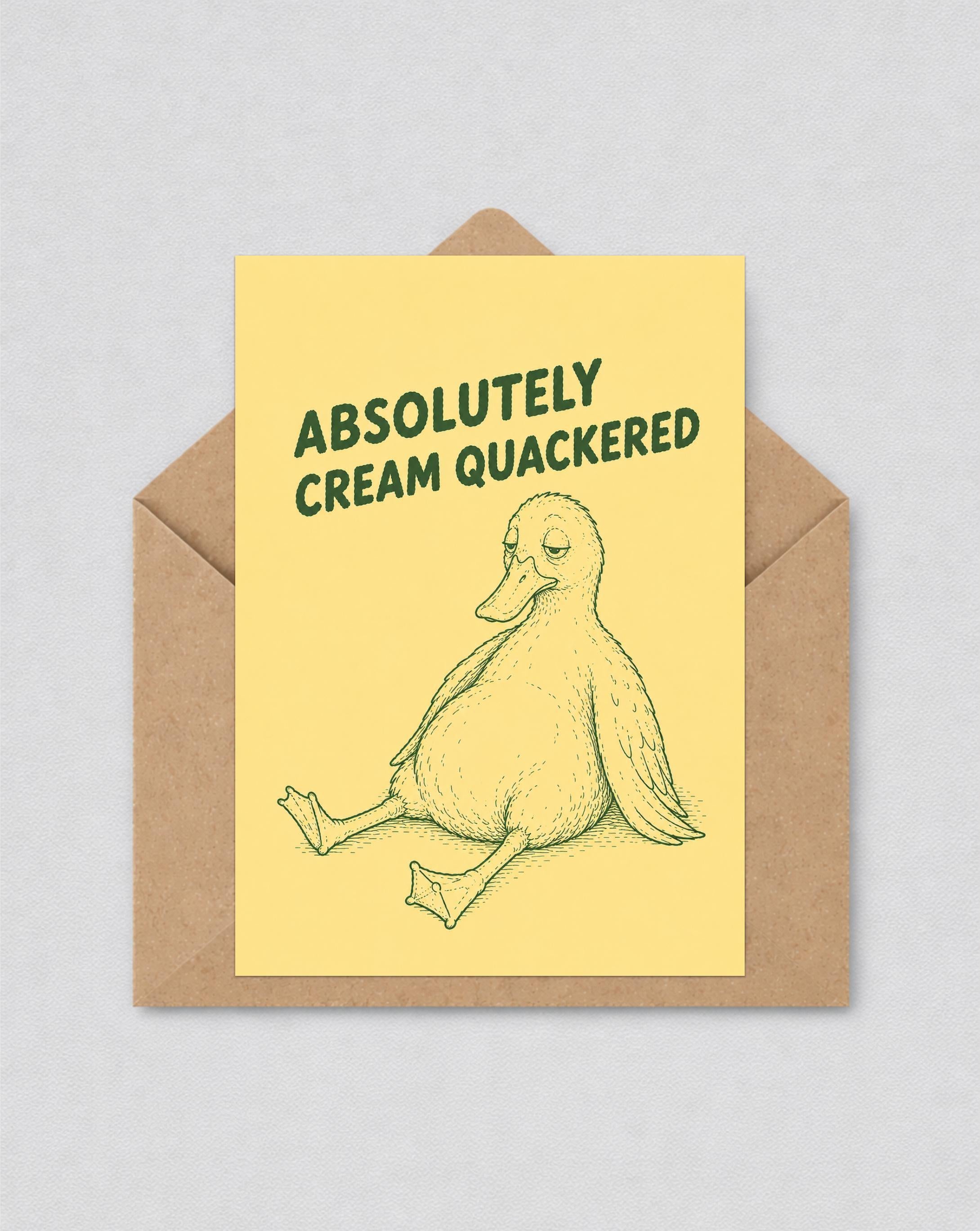 Absolutely Cream Quackered Card, Funny Duck Wall Art, Humorous Greeting Card, Kitchen Decor, Housewarming Gift | 164