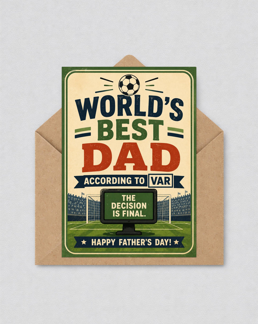 World's Best Dad According To VAR Father's Day Card, Funny Football Dad Card, Soccer Father's Day Card, Football Fan Dad, Best Dad | 186