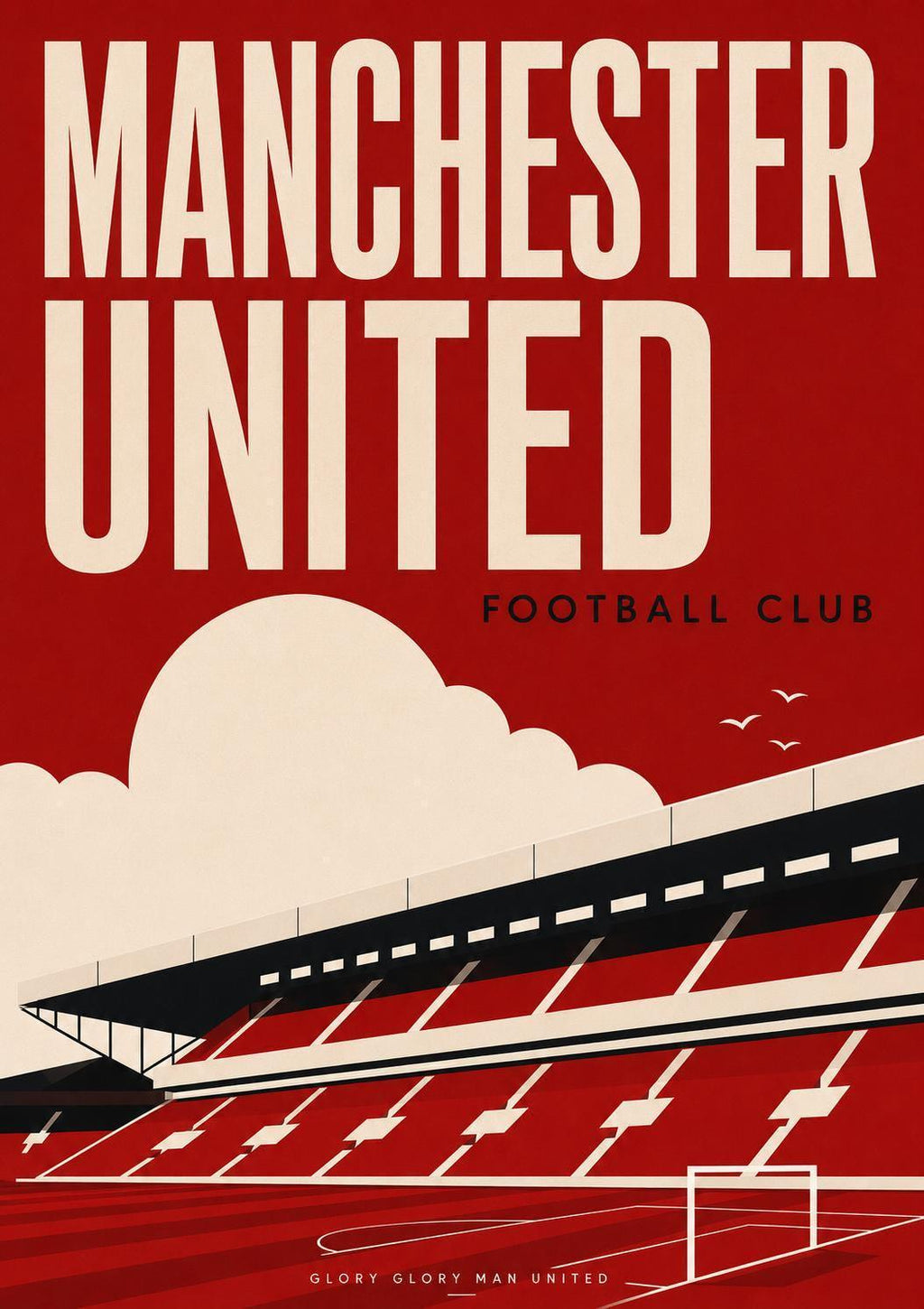 Manchester United Wall Art Print, Old Trafford Stadium Poster, Man United Artwork, Red Devils Fan Gift, Football Club Decor | 031