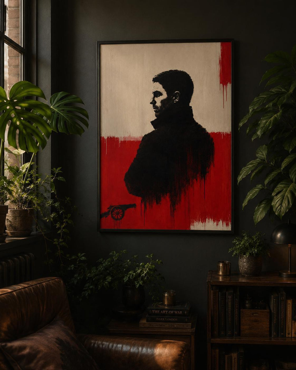 Mikel Arteta Inspired Wall Print, Arsenal Fan Gift, Football Art Print, Minimalist Red Black Poster, Wall Decor | 141A