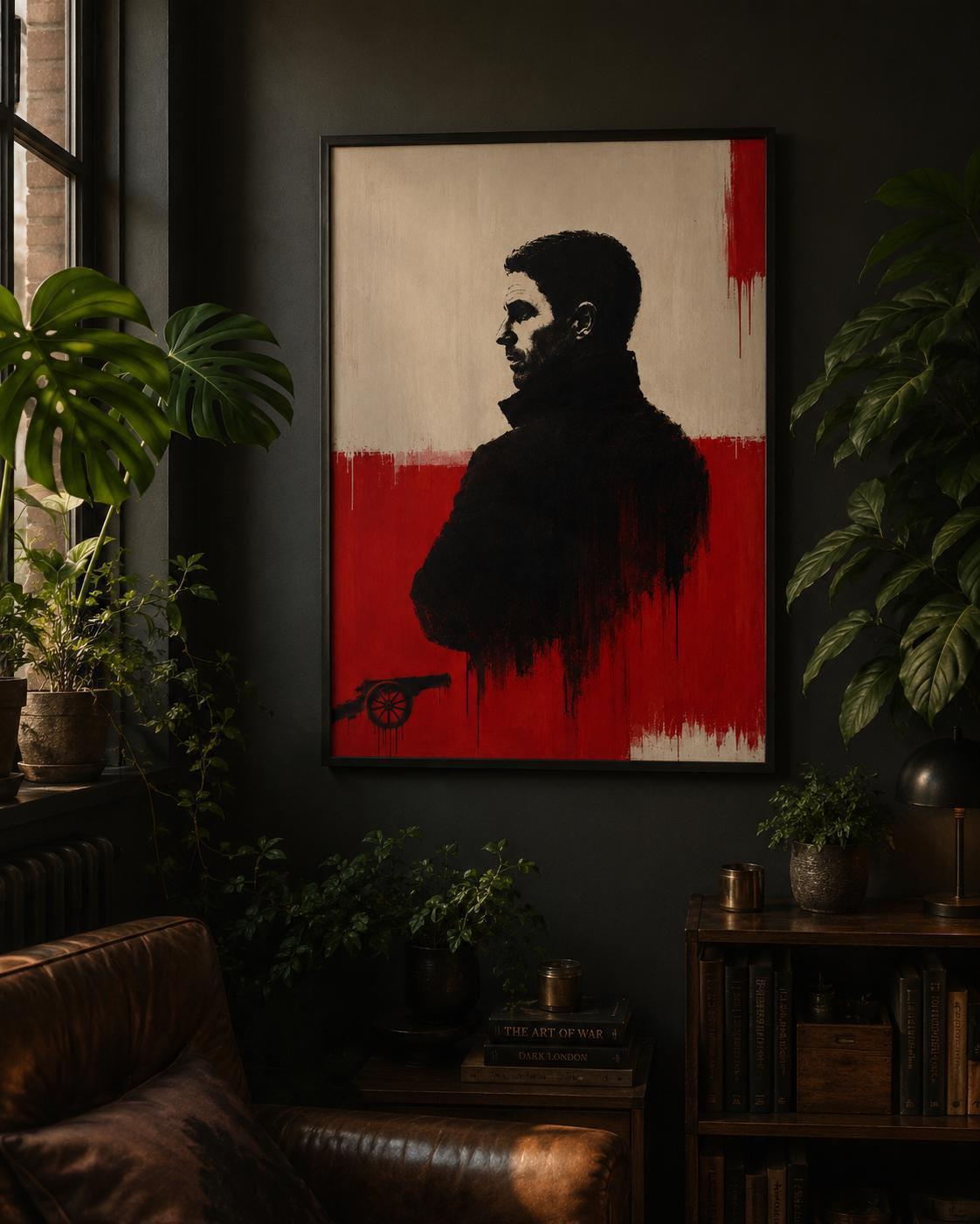 Mikel Arteta Inspired Wall Print, Arsenal Fan Gift, Football Art Print, Minimalist Red Black Poster, Wall Decor | 141A