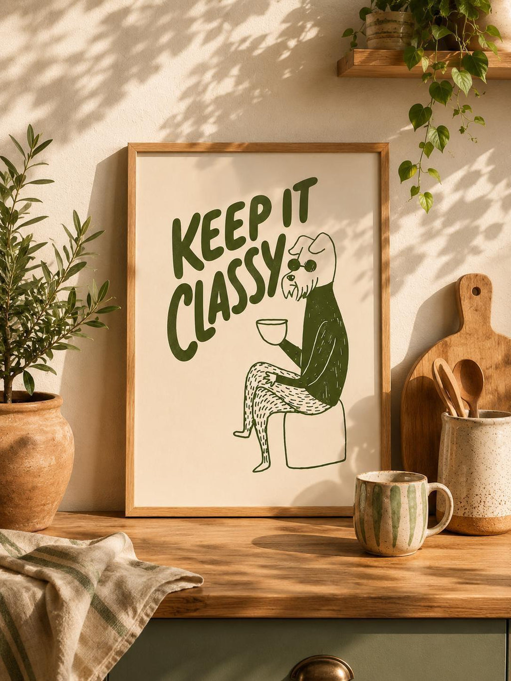 Keep It Classy Wall Art Print, Funny Dog Poster, Sarcastic Bathroom Decor, Minimalist Humour Print, Quirky Office Art, Dog Lover Gift | 035