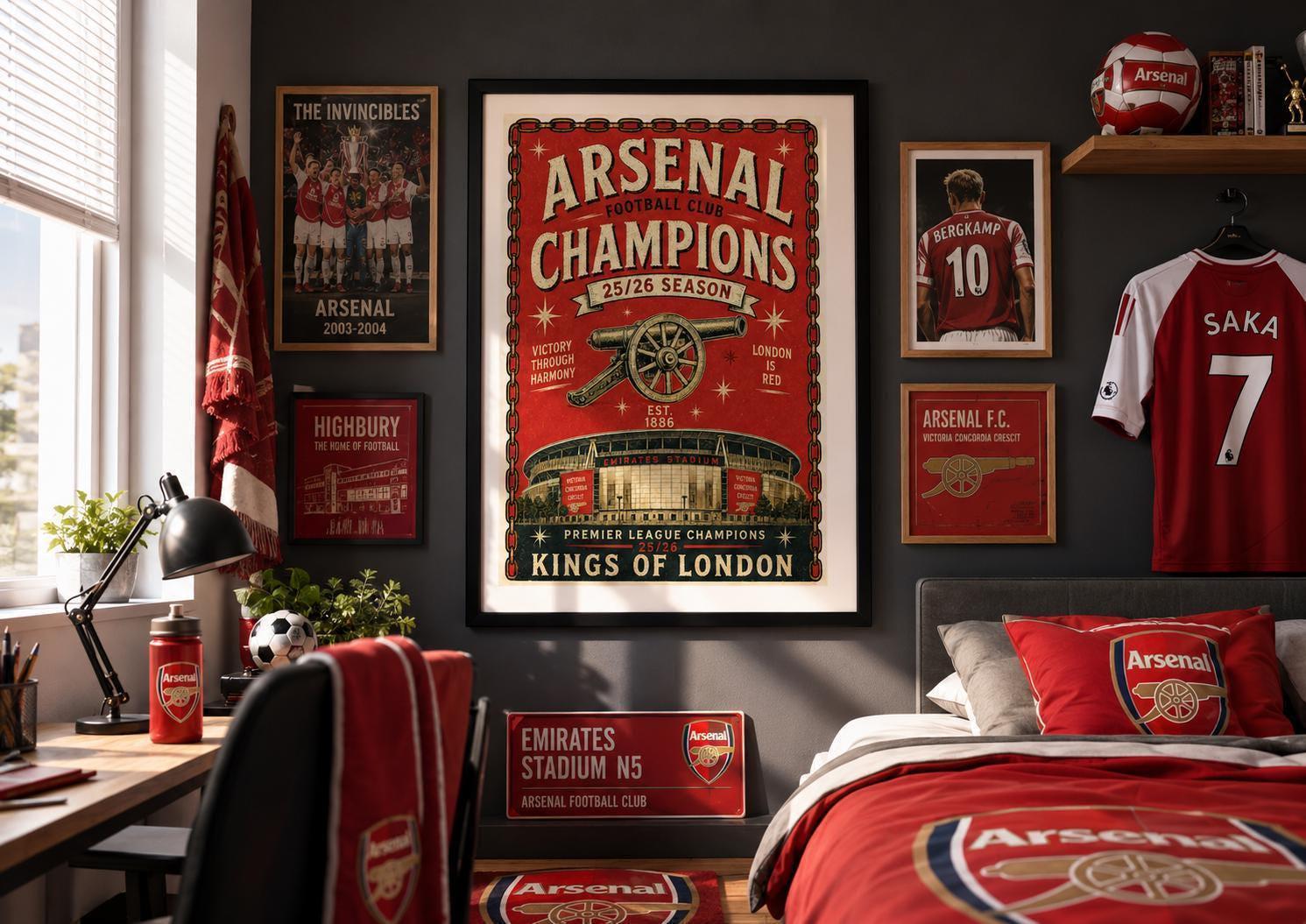 Arsenal Fan Art | Champions 25/26 Vintage Style Poster Prin | Arsenal Fan Art Gift | A3/A4/A5 Print | 136A
