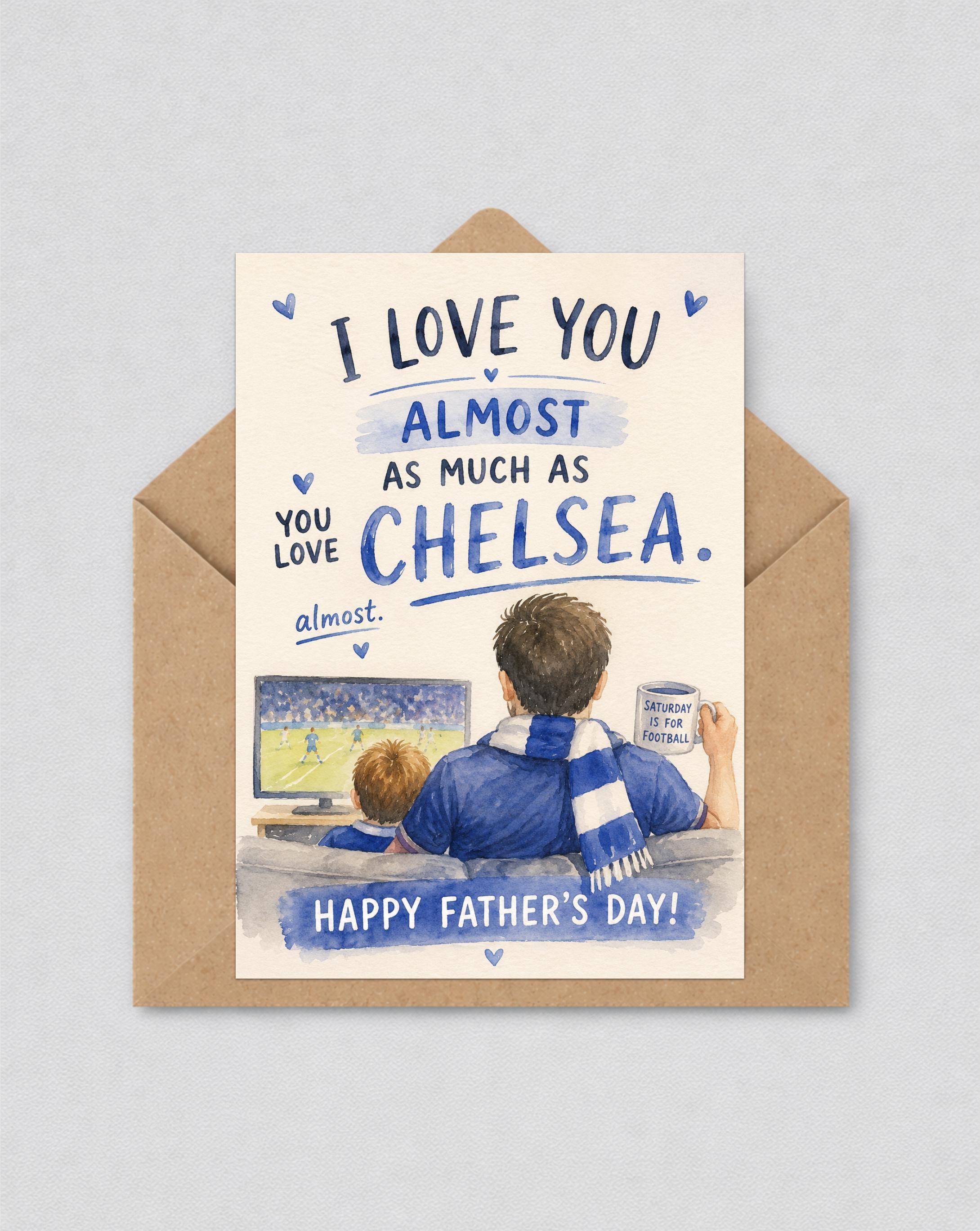 Chelsea Father's Day Card for Dad, Funny Chelsea Fan Card, Chelsea Supporter Gift, Father's Day Card | 178