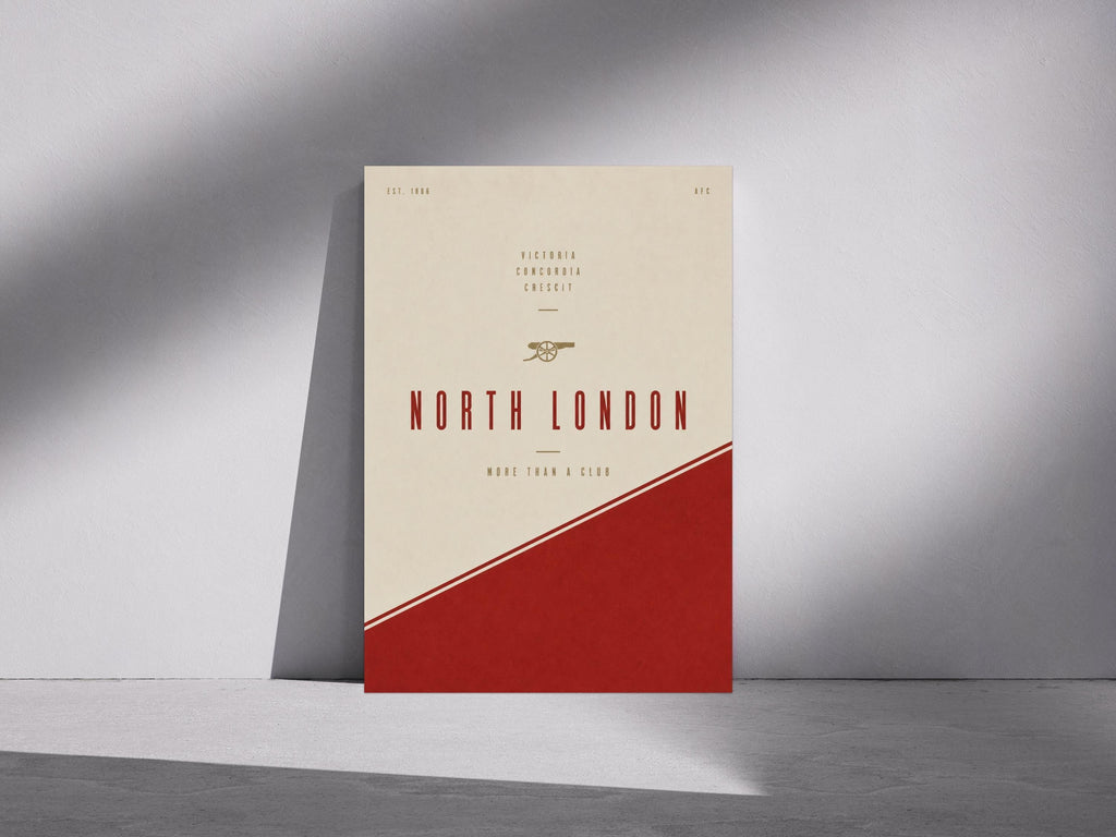 North London Arsenal Print, AFC Wall Art Poster, Minimal Football Decor, A4 A3 Print, Red Arsenal Artwork, Gift Idea | 158A
