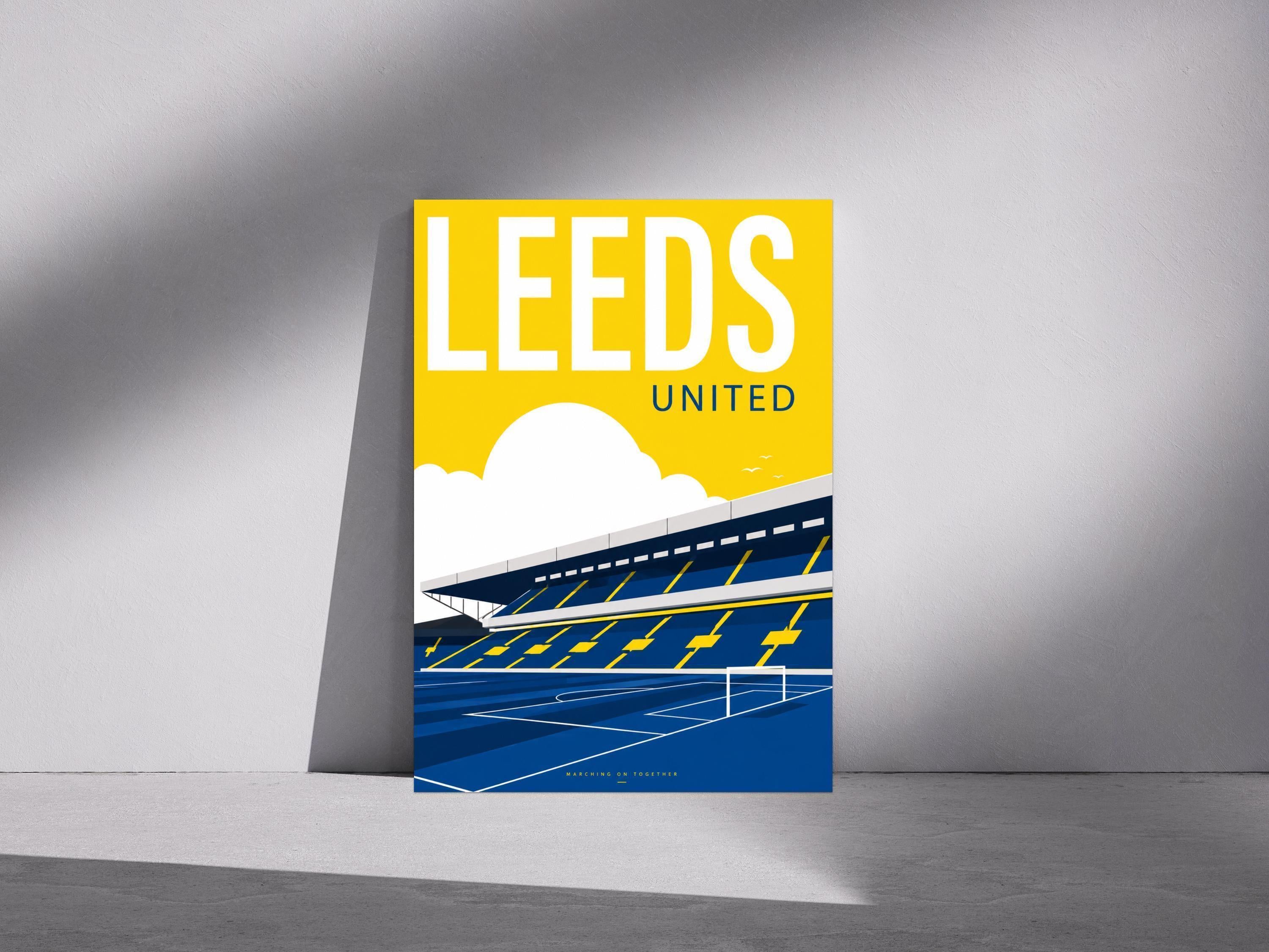 Leeds United Wall Art Print, Elland Road Stadium Poster, Leeds FC Artwork, Marching On Together Decor, Leeds Fan Gift, Football Print | 024
