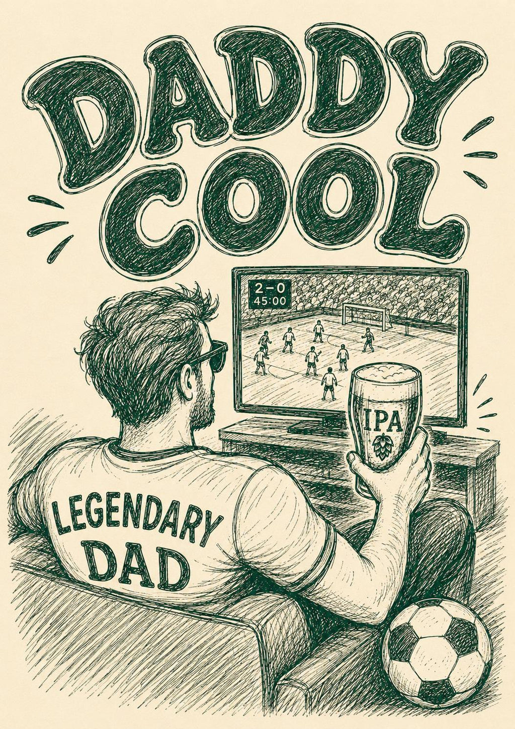 Funny Football Dad Card, Daddy Cool Father's Day Card, Dad Gift From Kids, Husband Card | 163