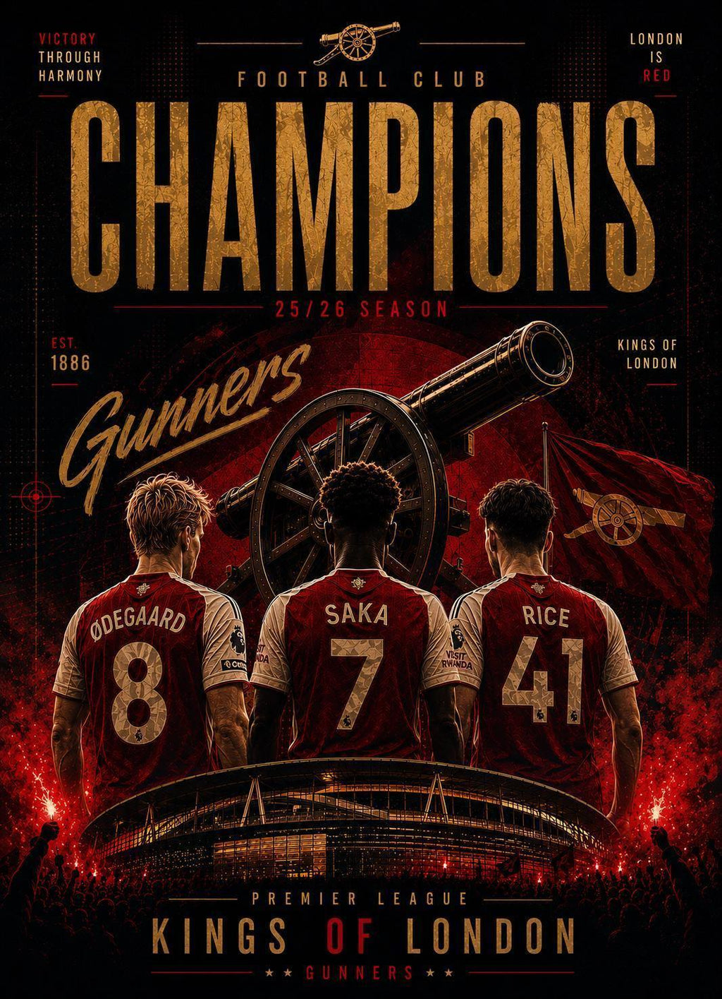 AFC Inspired Prem Champions 25/26 Greetings Card | Arsenal Fan Gift | Birthday Card | 140