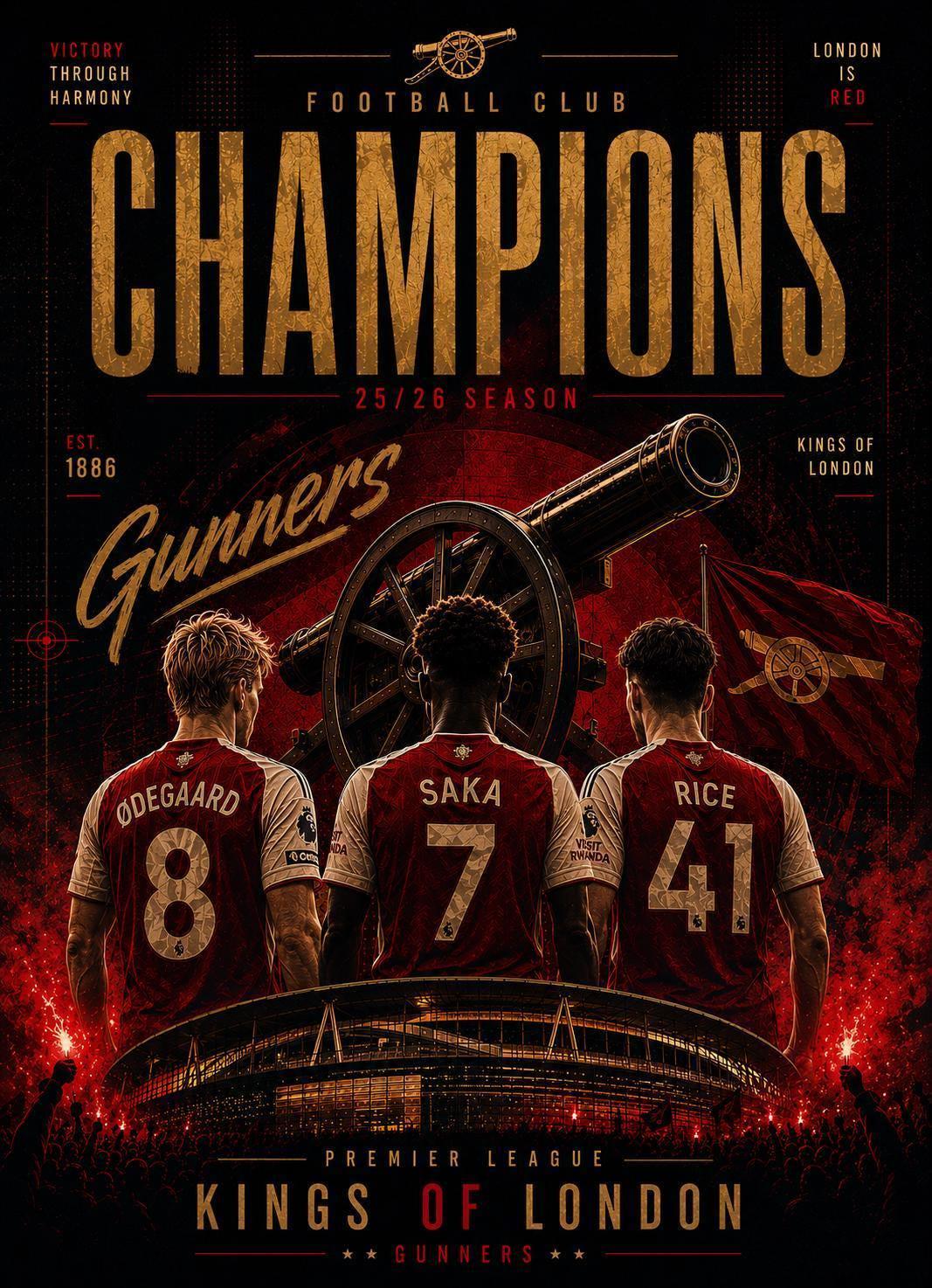 AFC Inspired Prem Champions 25/26 Greetings Card | Arsenal Fan Gift | Birthday Card | 140