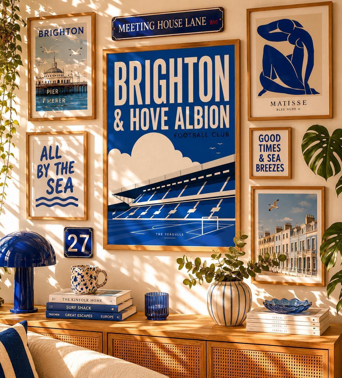Brighton & Hove Albion Wall Art Print, Amex Stadium Poster, Brighton FC Artwork, Seagulls Fan Gift, Football Stadium, Modern Print | 026