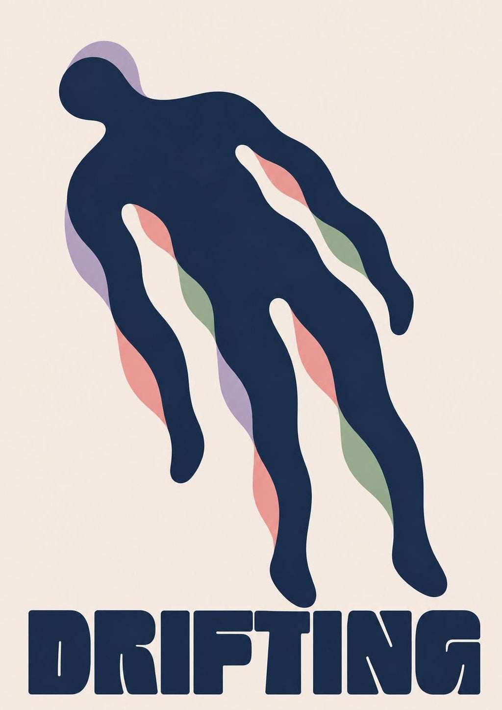 Drifting Abstract Figure Print, Minimalist Wall Art, Modern Scandinavian Poster, Contemporary Living Room Decor, A3/A4/A5 Print | 020