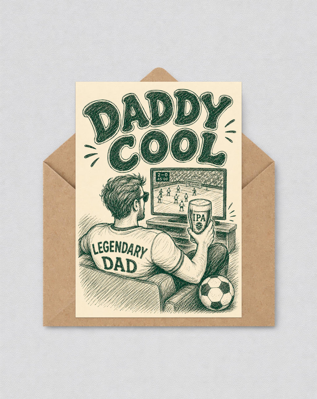 Funny Football Dad Card, Daddy Cool Father's Day Card, Dad Gift From Kids, Husband Card | 163