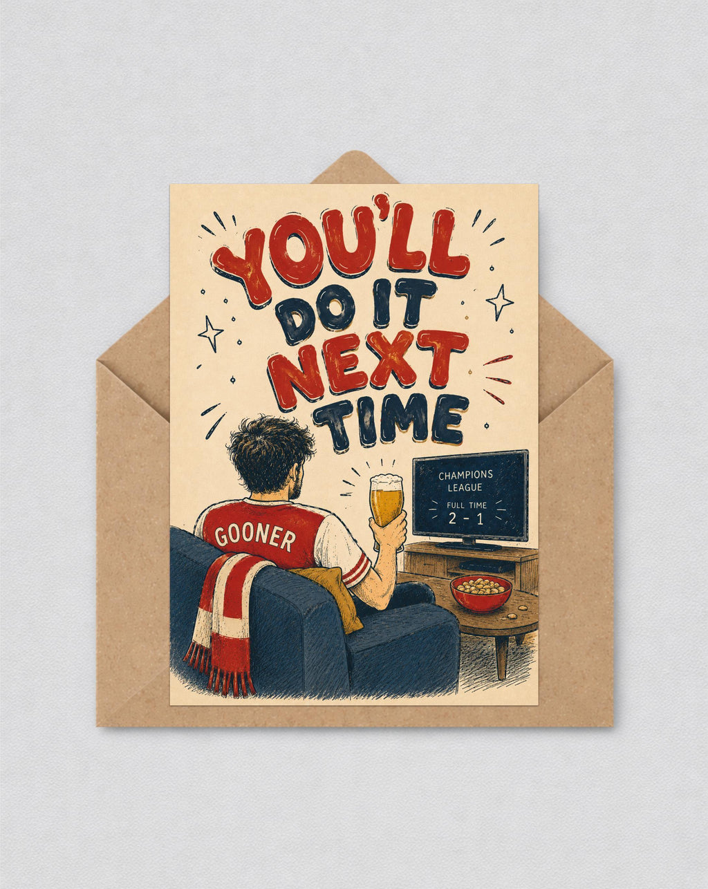 You'll Do It Next Time Card, Arsenal Fan Card, Gooner Gift, Arsenal Gift, Encouragement Card | 166
