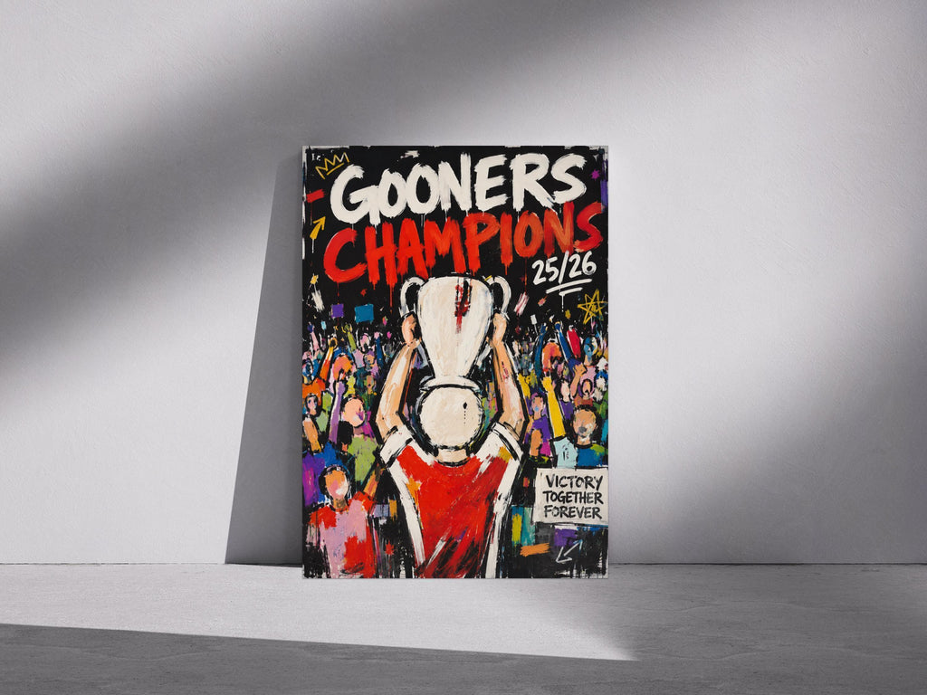 Gooners | Prem Champions 25/26 Abstract Style Poster Print | Arsenal Fan Gift | A3/A4/A5 Print | 136A