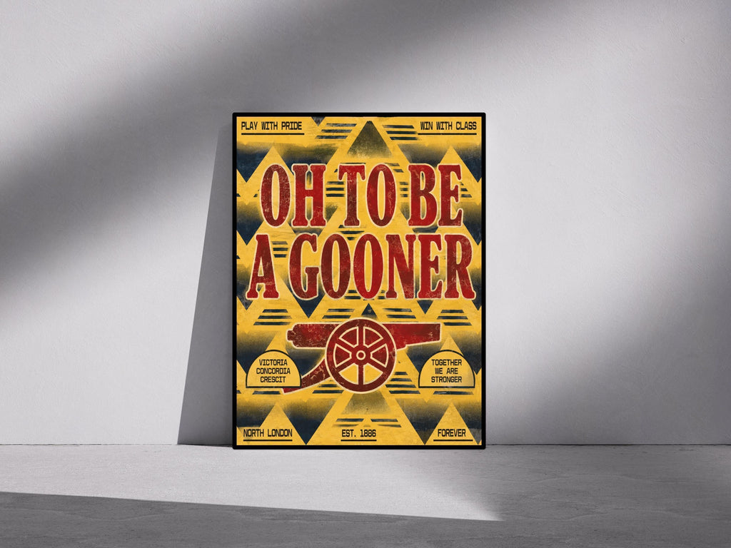 Oh To Be A Gooner Print, Arsenal Inspired Wall Art Poster, Retro Arsenal Decor, North London Artwork, Gunners Gift, Arsenal | 146A