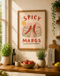 Spicy Margaritas Print, Cocktail Kitchen Wall Art, Margarita Bar Decor, Retro Drinks Poster, Funny Kitchen Print, Modern Bar Artwork | 049