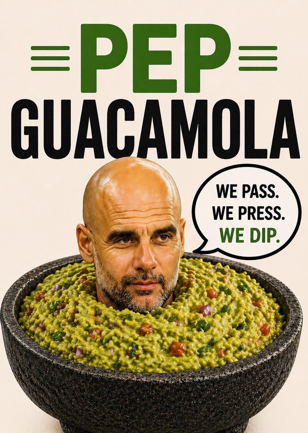 Pep Guacamola Card, Funny Man City Birthday Card, MCFC Fan Gift, Soccer Joke Card | 086