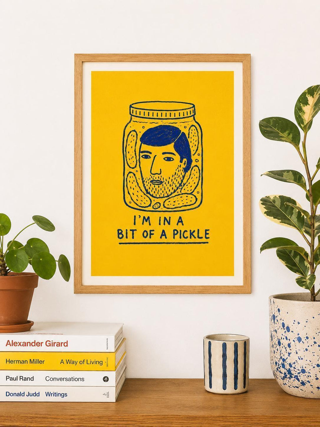 I'm In A Bit Of A Pickle Funny Wall Art Print, Pickle Pun Poster, Humorous Kitchen Art, Quirky Illustration, Pickle Gift, Retro Style | 056